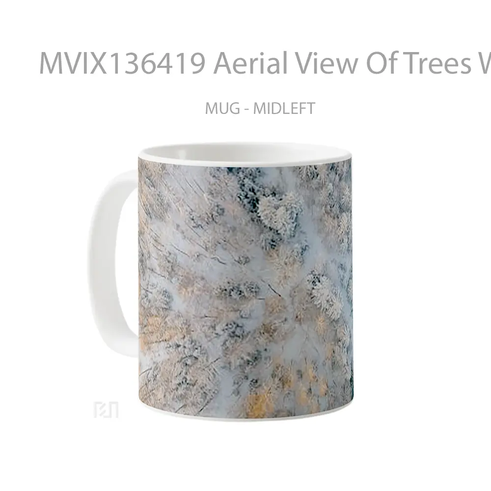 Mug Aerial View Of Trees With Cold Forest Snow Gelas Pemandangan Alam - All-side / Desain