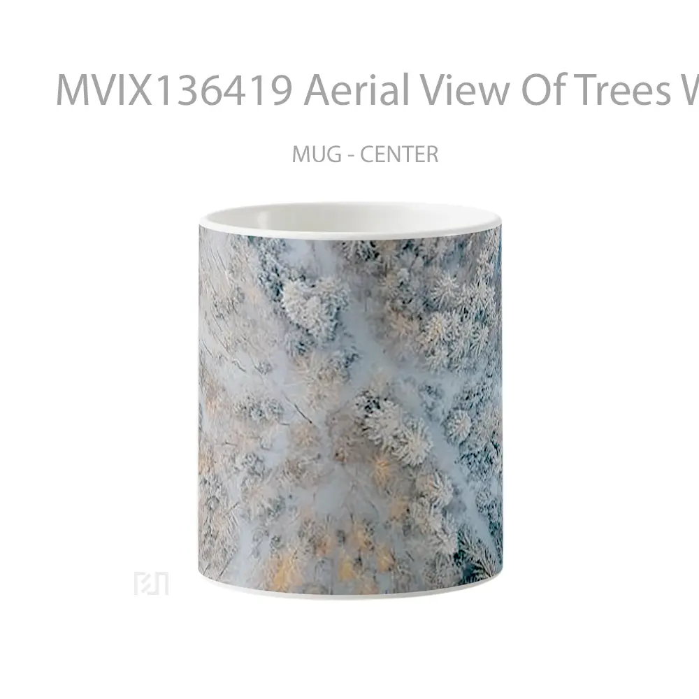Mug Aerial View Of Trees With Cold Forest Snow Gelas Pemandangan Alam