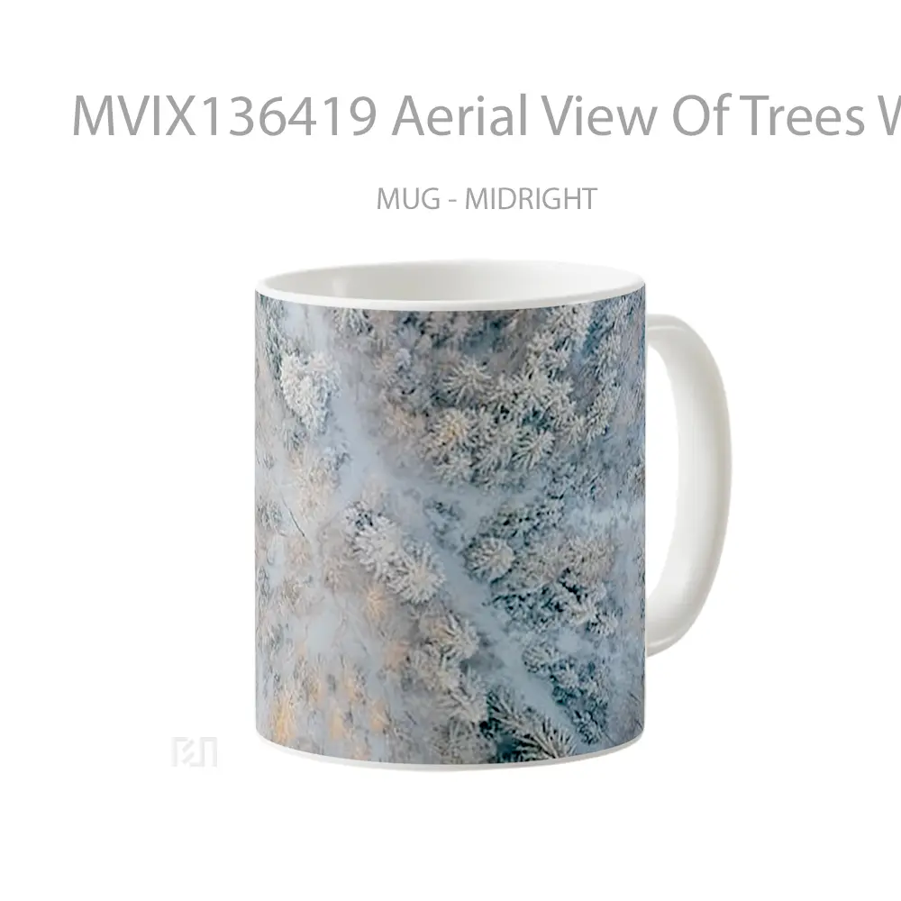 Mug Aerial View Of Trees With Cold Forest Snow Gelas Pemandangan Alam - All-side / Desain