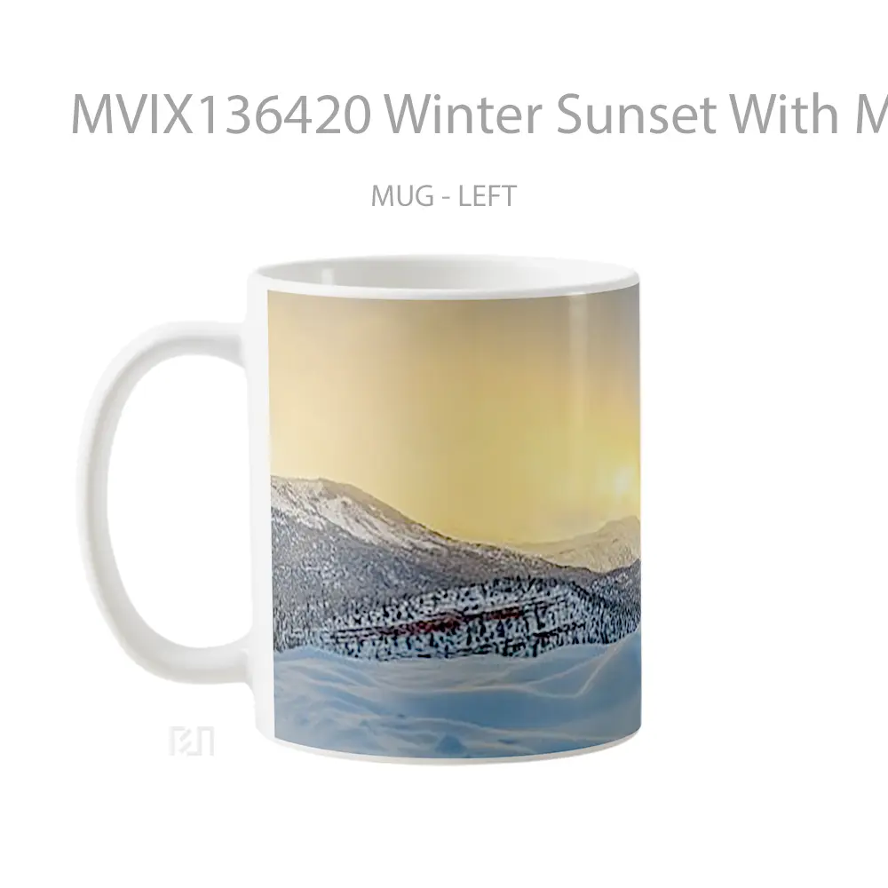Mug Winter Sunset With Mountains Gelas Pemandangan Alam - All-side / Desain