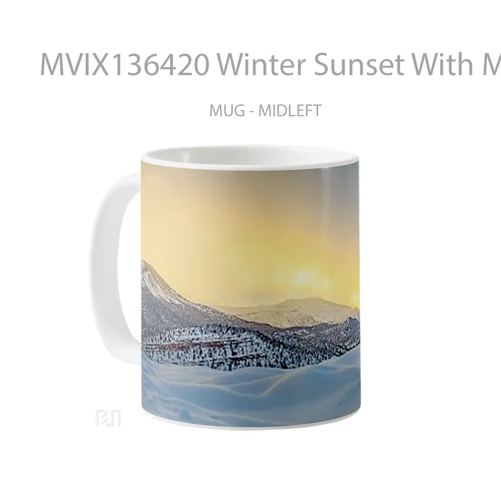 Mug Winter Sunset With Mountains Gelas Pemandangan Alam - All-side / Desain