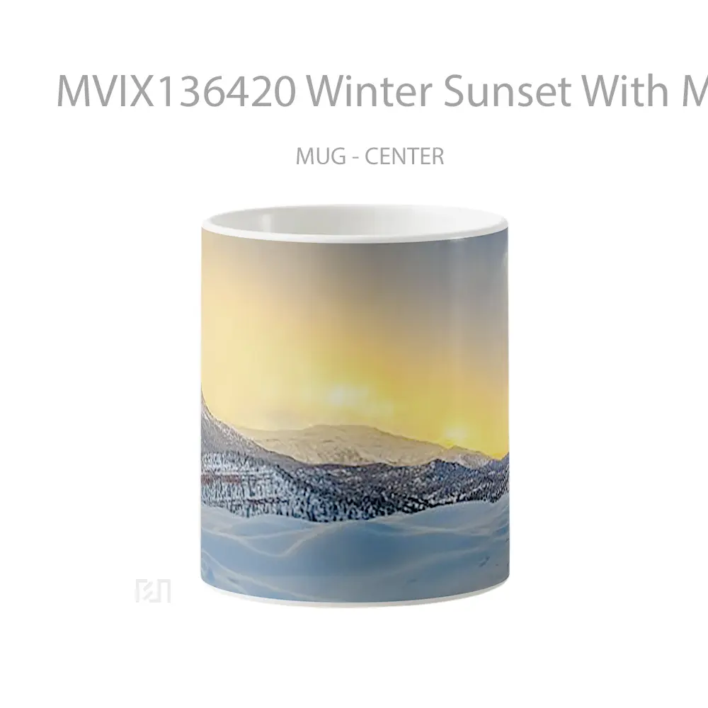 Mug Winter Sunset With Mountains Gelas Pemandangan Alam