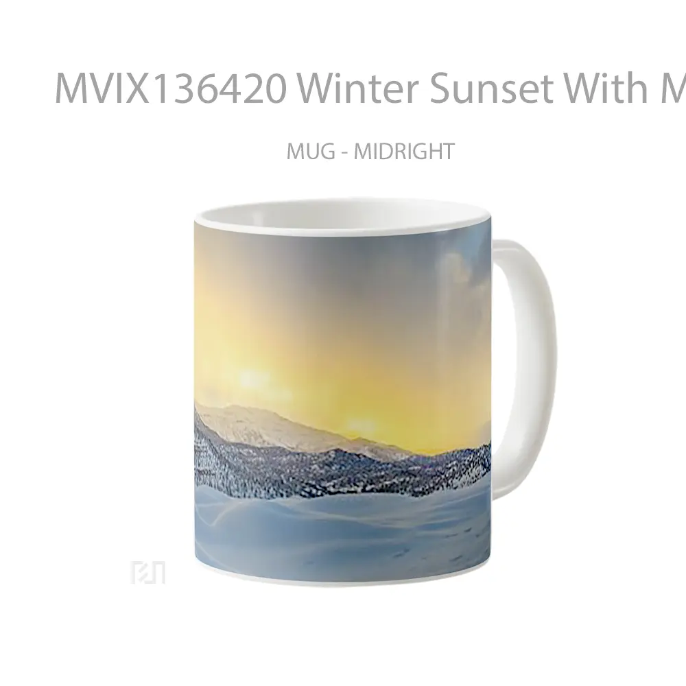 Mug Winter Sunset With Mountains Gelas Pemandangan Alam - All-side / Desain