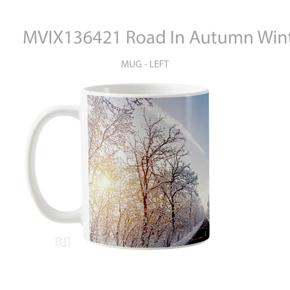 Mug Road In Autumn Winter Gelas Keramik Unik - All-side / Desain