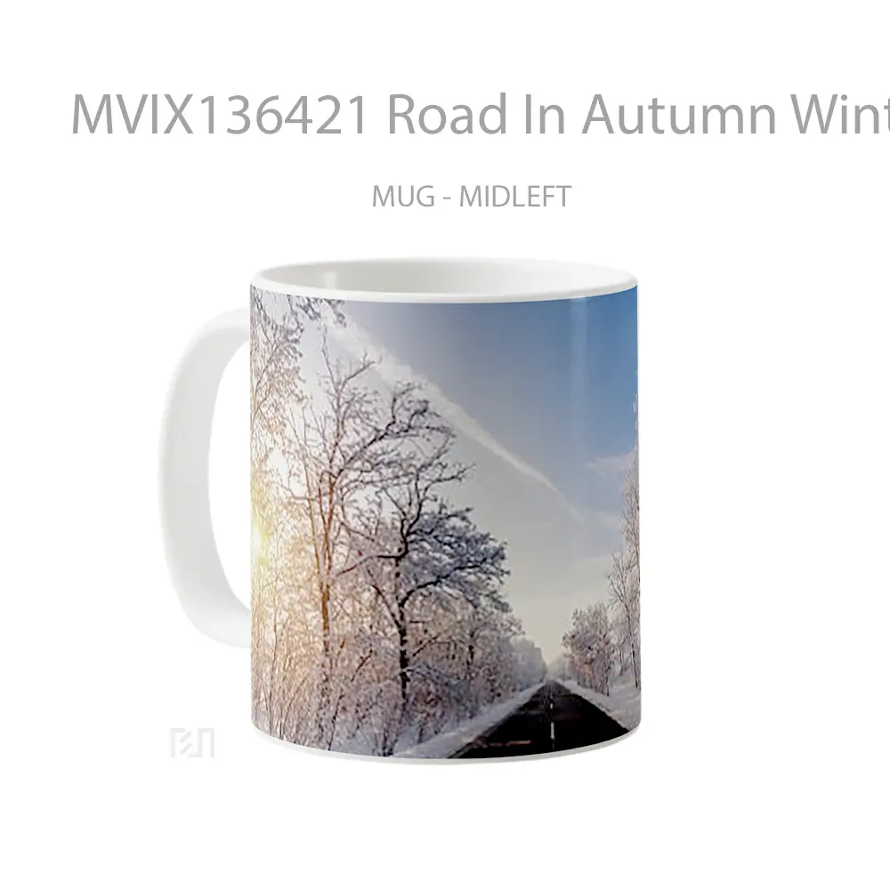 Mug Road In Autumn Winter Gelas Keramik Unik - All-side / Desain