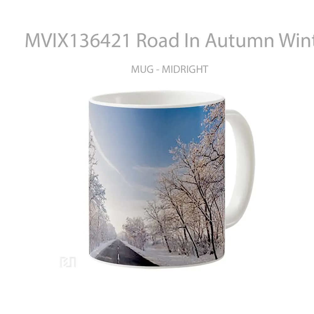 Mug Road In Autumn Winter Gelas Keramik Unik - All-side / Desain