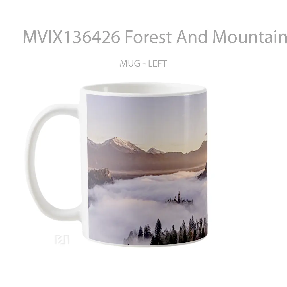 Mug Forest And Mountains Within Fog Gelas Pemandangan Alam - All-side / Desain