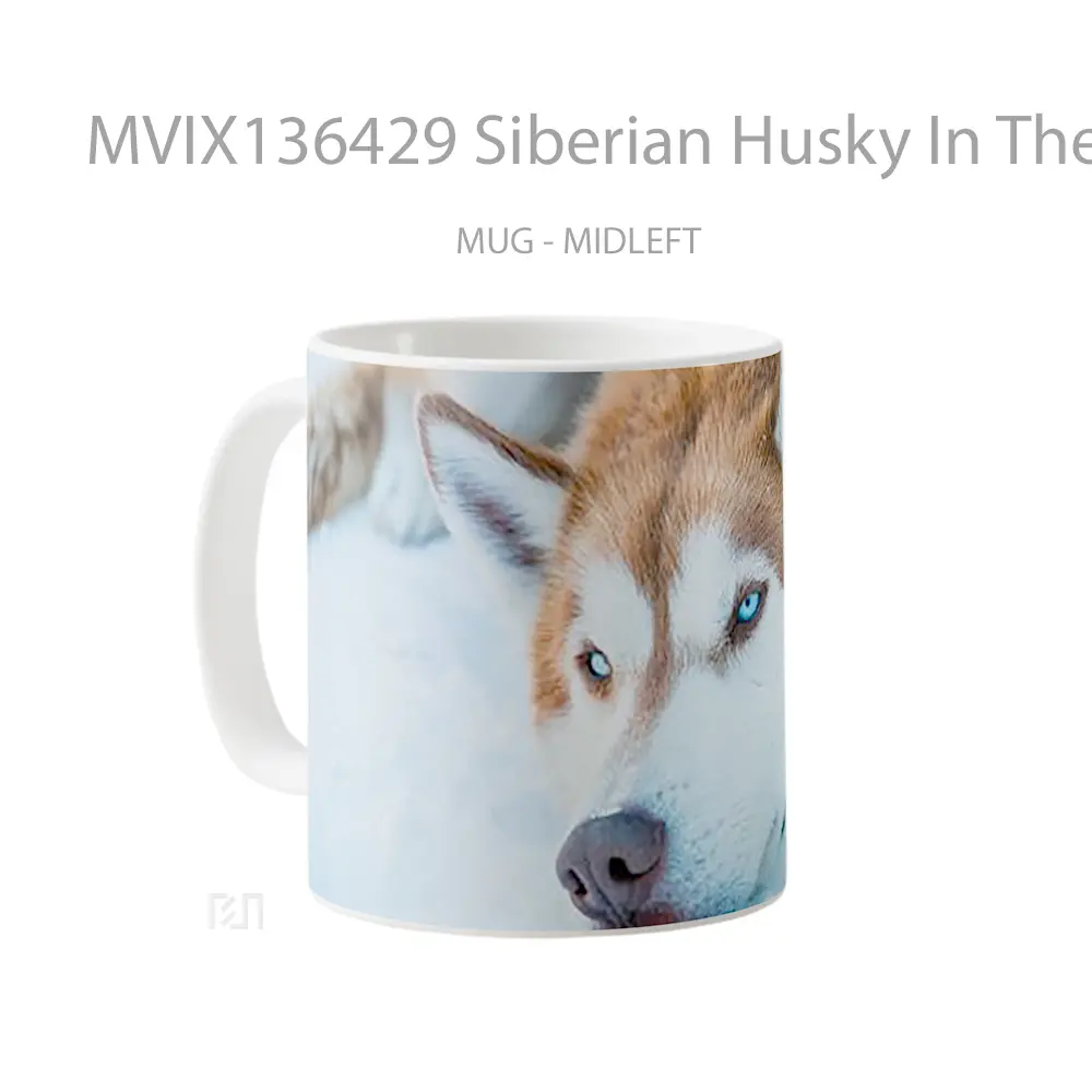 Mug Siberian Husky In The Snow Gelas Pemandangan Alam - All-side / Desain