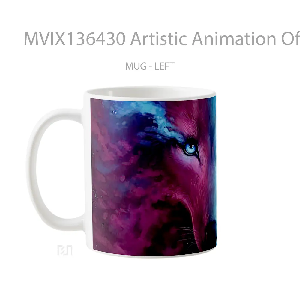 Mug Artistic Animation Of A Wolf Gelas Hewan Lucu - All-side / Desain