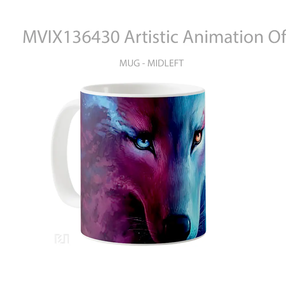 Mug Artistic Animation Of A Wolf Gelas Hewan Lucu - All-side / Desain