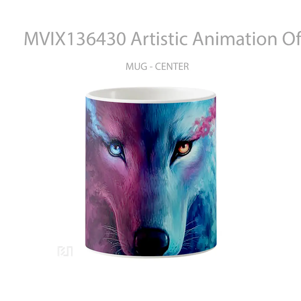 Mug Artistic Animation Of A Wolf Gelas Hewan Lucu