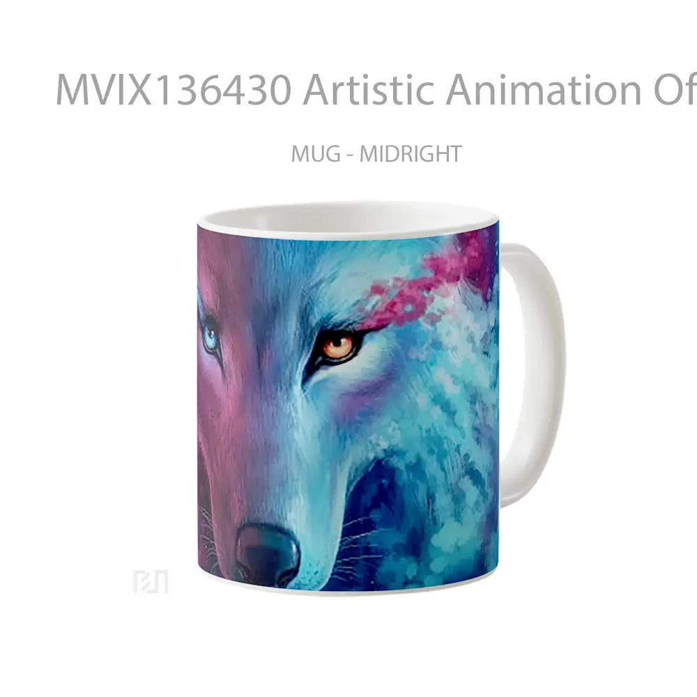 Mug Artistic Animation Of A Wolf Gelas Hewan Lucu - All-side / Desain