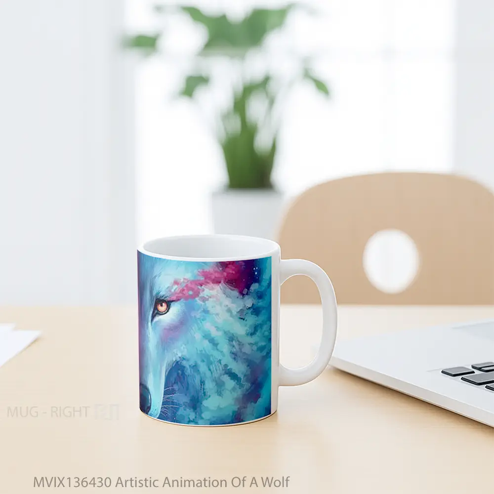Mug Artistic Animation Of A Wolf Gelas Hewan Lucu - All-side / Desain