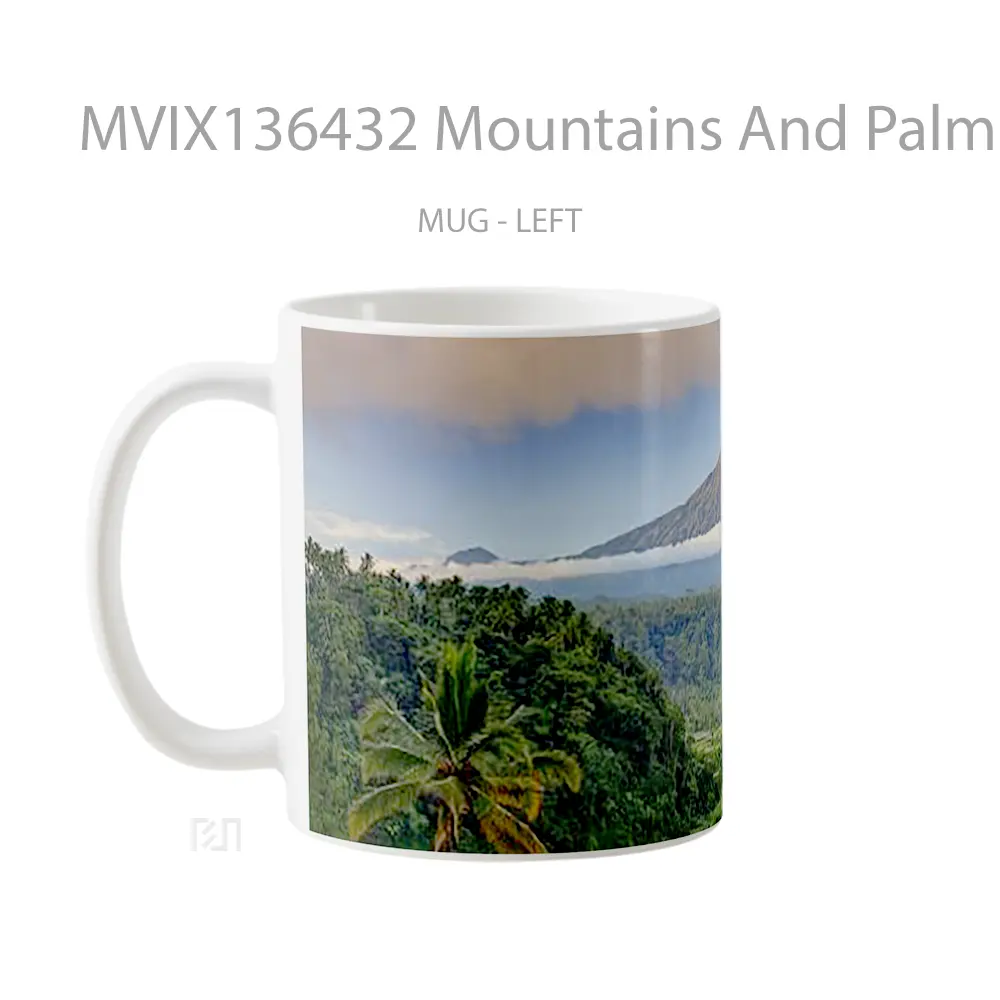 Mug Mountains And Palm Trees In Bali Gelas Pemandangan Alam - All-side / Desain