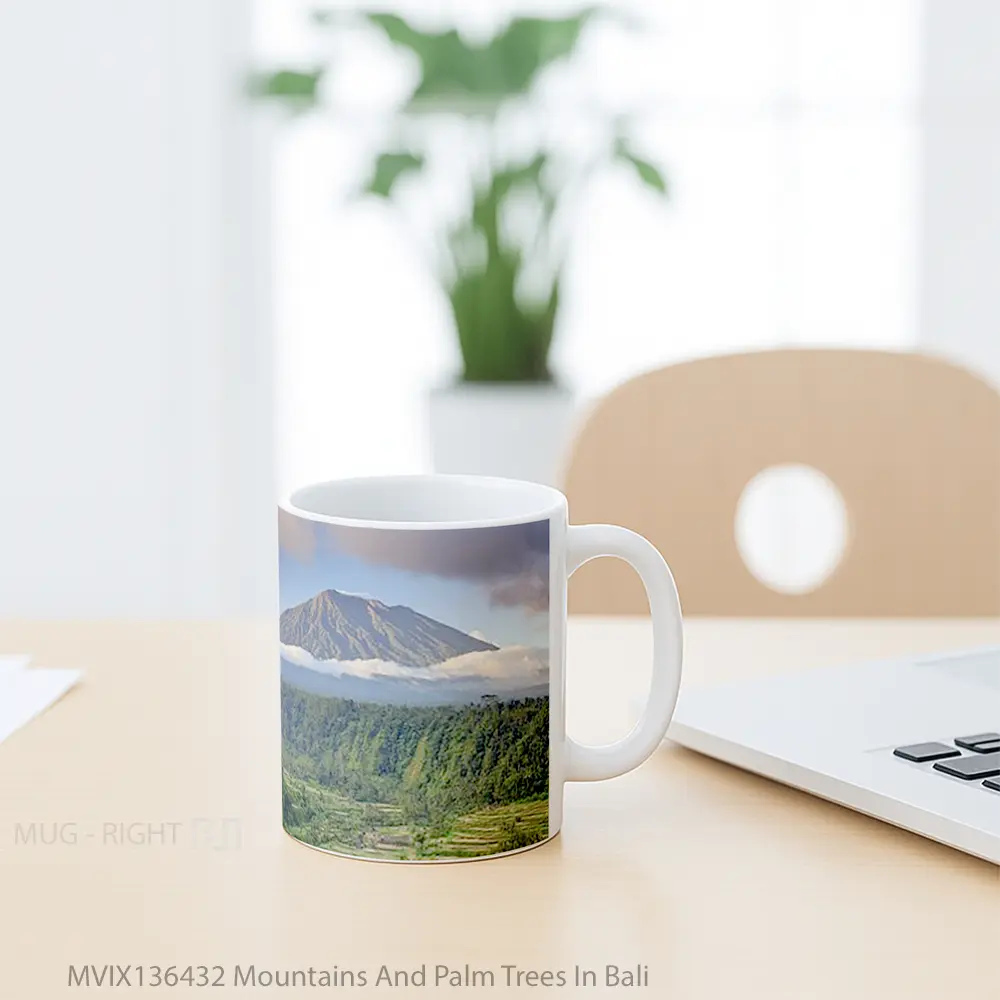 Mug Mountains And Palm Trees In Bali Gelas Pemandangan Alam - All-side / Desain
