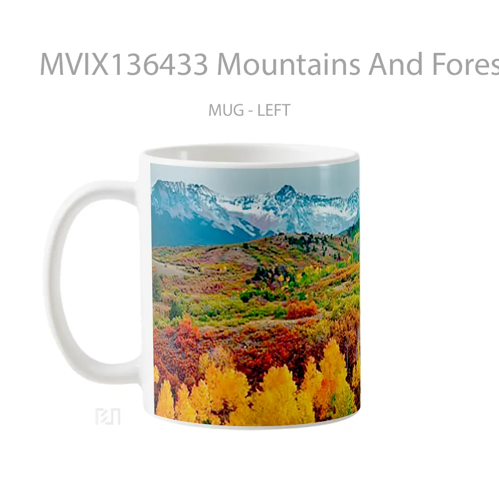 Mug Mountains And Forest In Autumn Gelas Pemandangan Alam - All-side / Desain