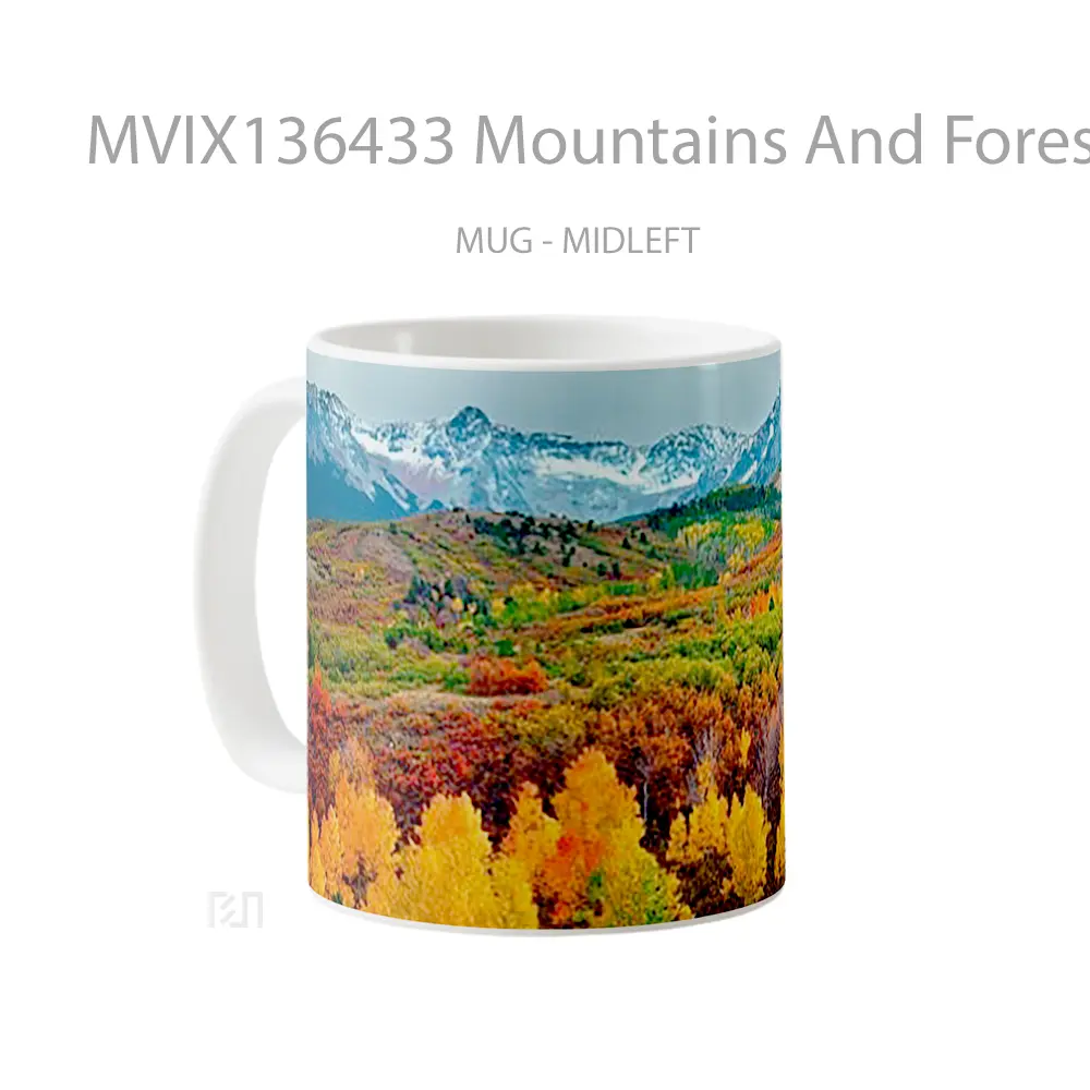 Mug Mountains And Forest In Autumn Gelas Pemandangan Alam - All-side / Desain