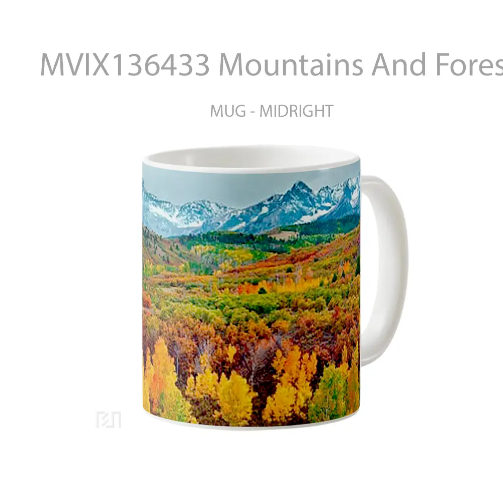 Mug Mountains And Forest In Autumn Gelas Pemandangan Alam - All-side / Desain