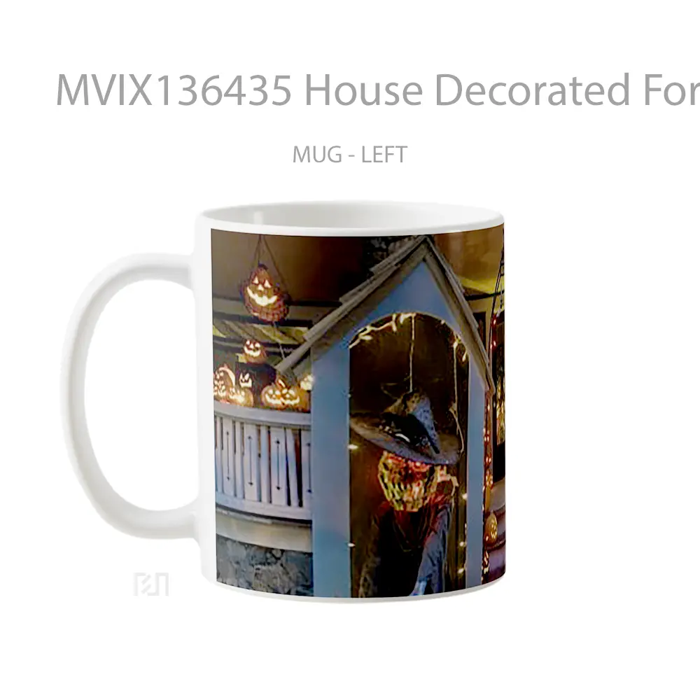 Mug House Decorated For Halloween Gelas Keramik Unik - All-side / Desain
