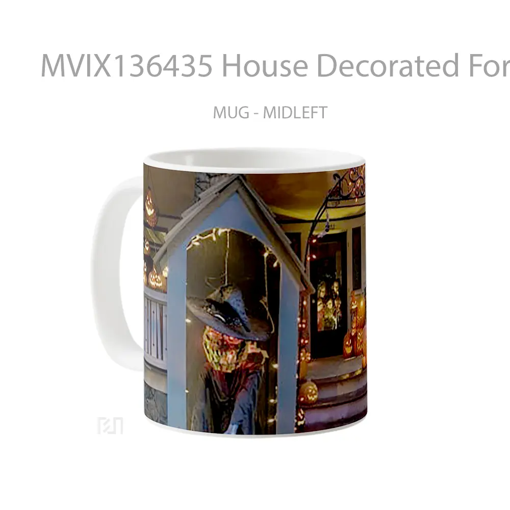 Mug House Decorated For Halloween Gelas Keramik Unik - All-side / Desain