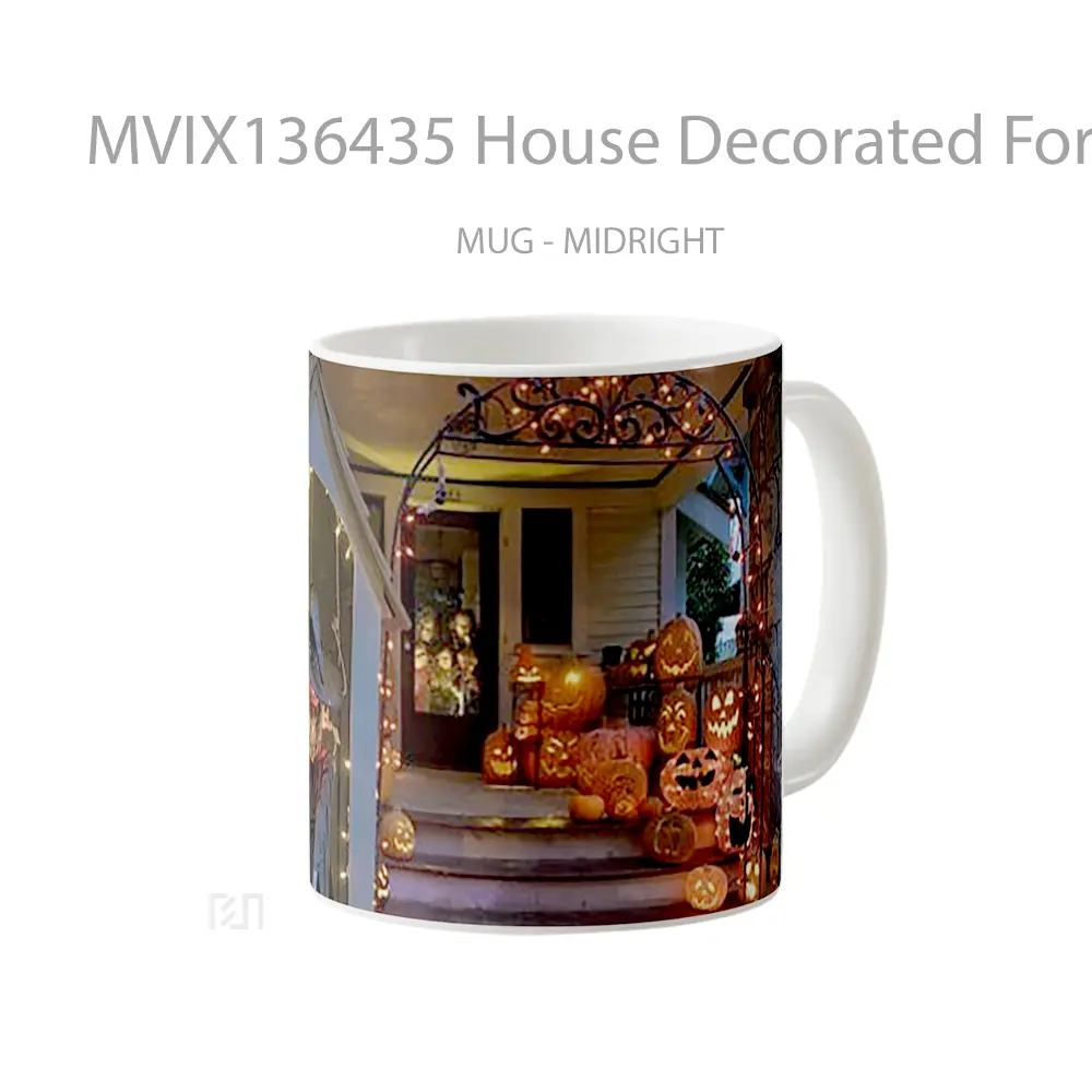 Mug House Decorated For Halloween Gelas Keramik Unik - All-side / Desain