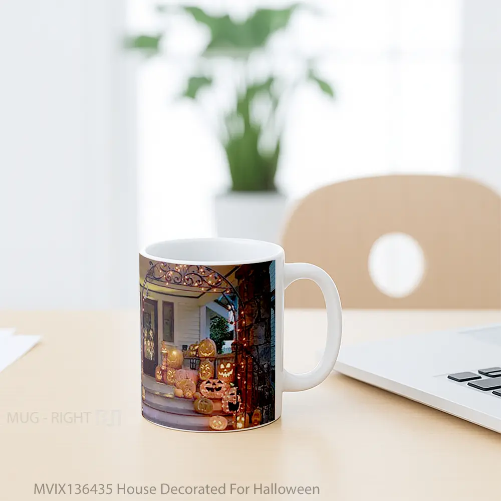 Mug House Decorated For Halloween Gelas Keramik Unik - All-side / Desain