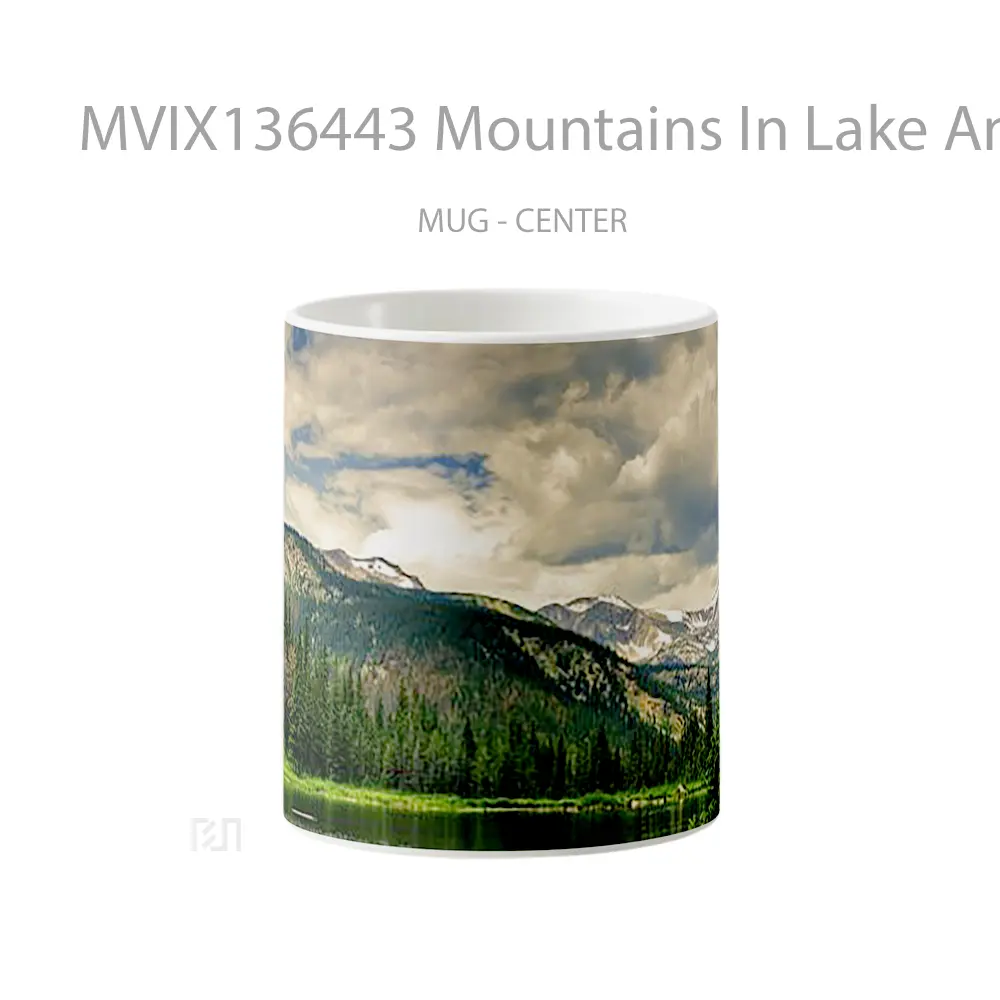 Mug Mountains In Lake And Forest Gelas Pemandangan Alam