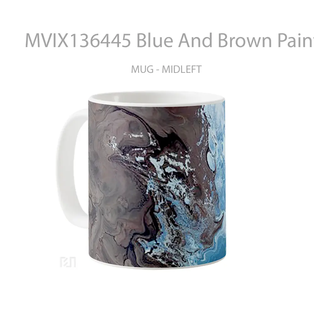 Mug Blue And Brown Paint Gelas Keramik Unik - All-side / Desain