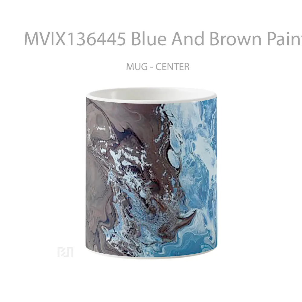 Mug Blue And Brown Paint Gelas Keramik Unik