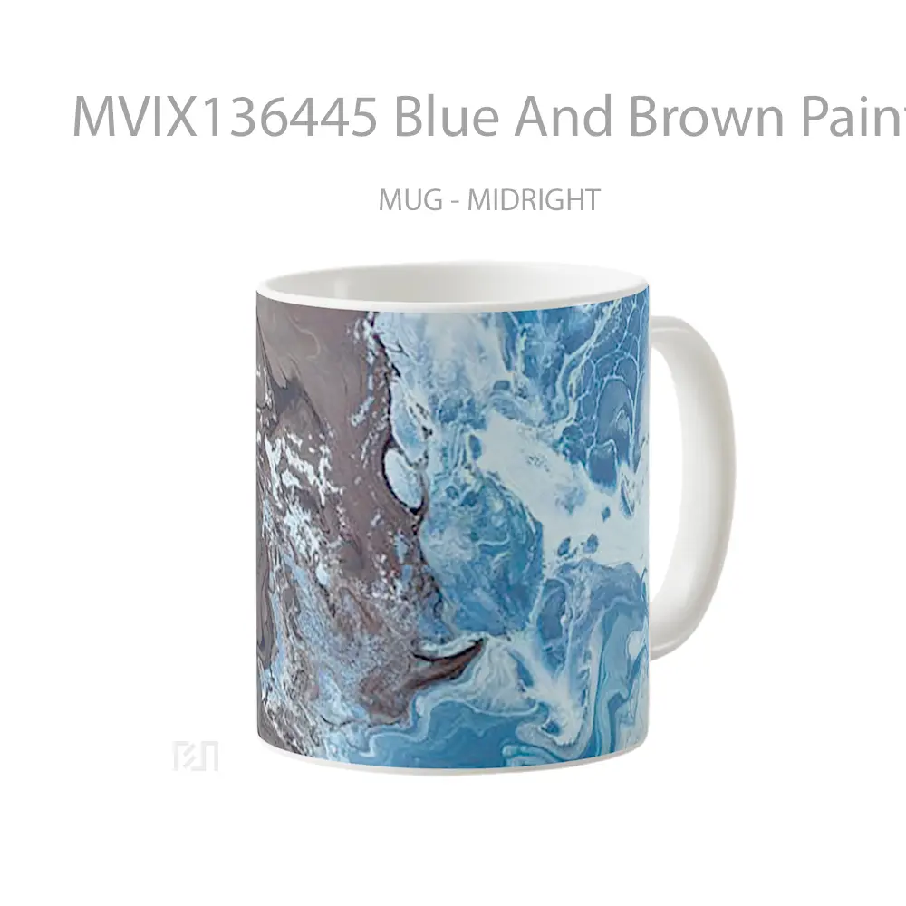 Mug Blue And Brown Paint Gelas Keramik Unik - All-side / Desain