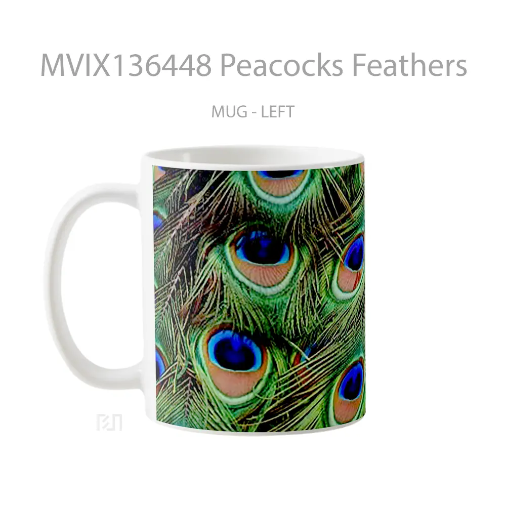 Mug Peacocks Feathers Gelas Keramik Unik - All-side / Desain