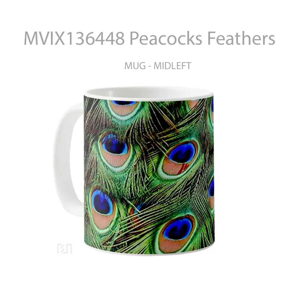 Mug Peacocks Feathers Gelas Keramik Unik - All-side / Desain
