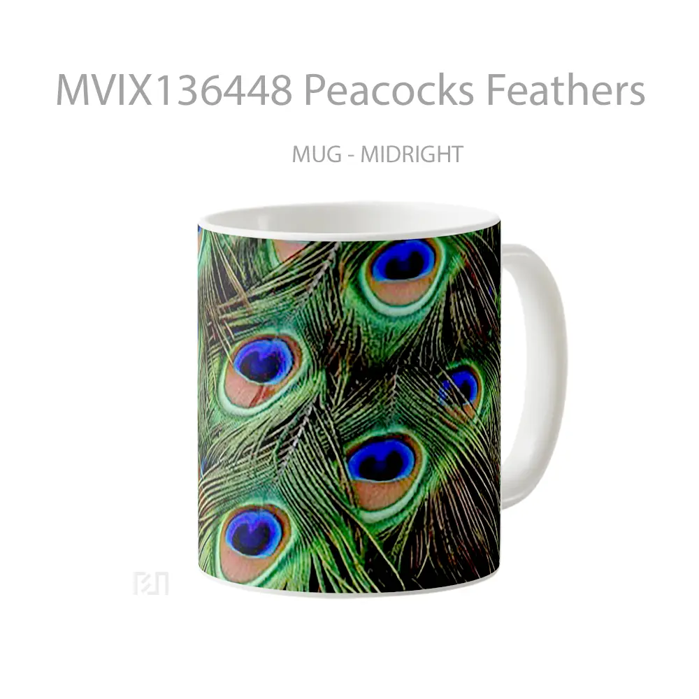 Mug Peacocks Feathers Gelas Keramik Unik - All-side / Desain