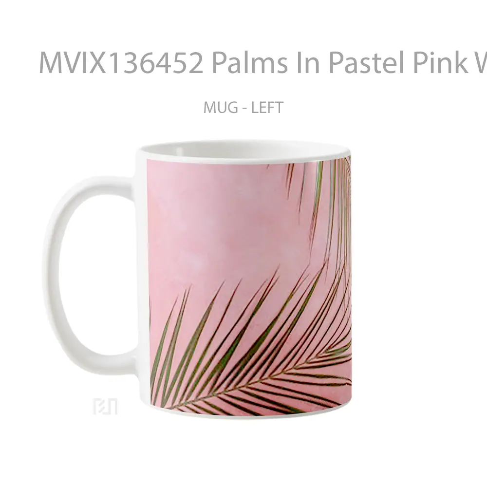 Mug Palms In Pastel Pink Wall Gelas Keramik Unik - All-side / Desain