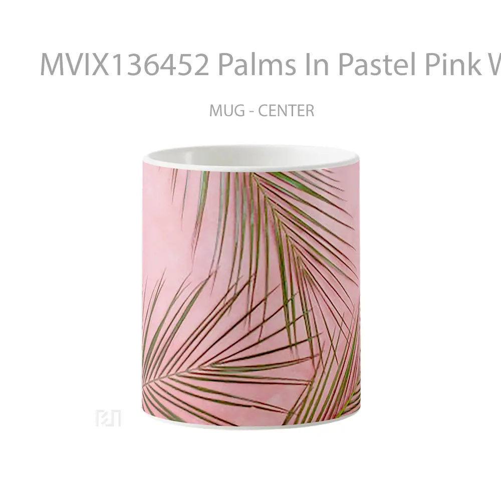 Mug Palms In Pastel Pink Wall Gelas Keramik Unik