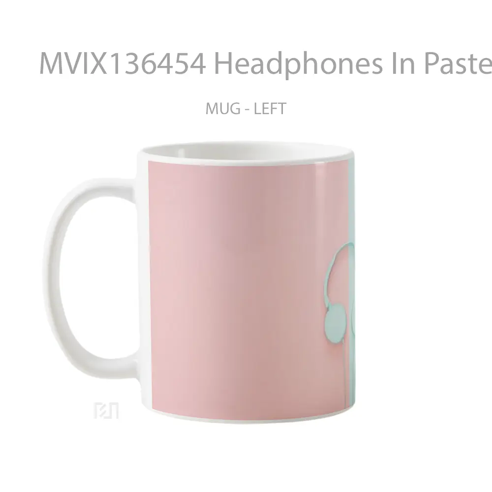 Mug Headphones In Pastel Pink And Blue Gelas Keramik Unik - All-side / Desain