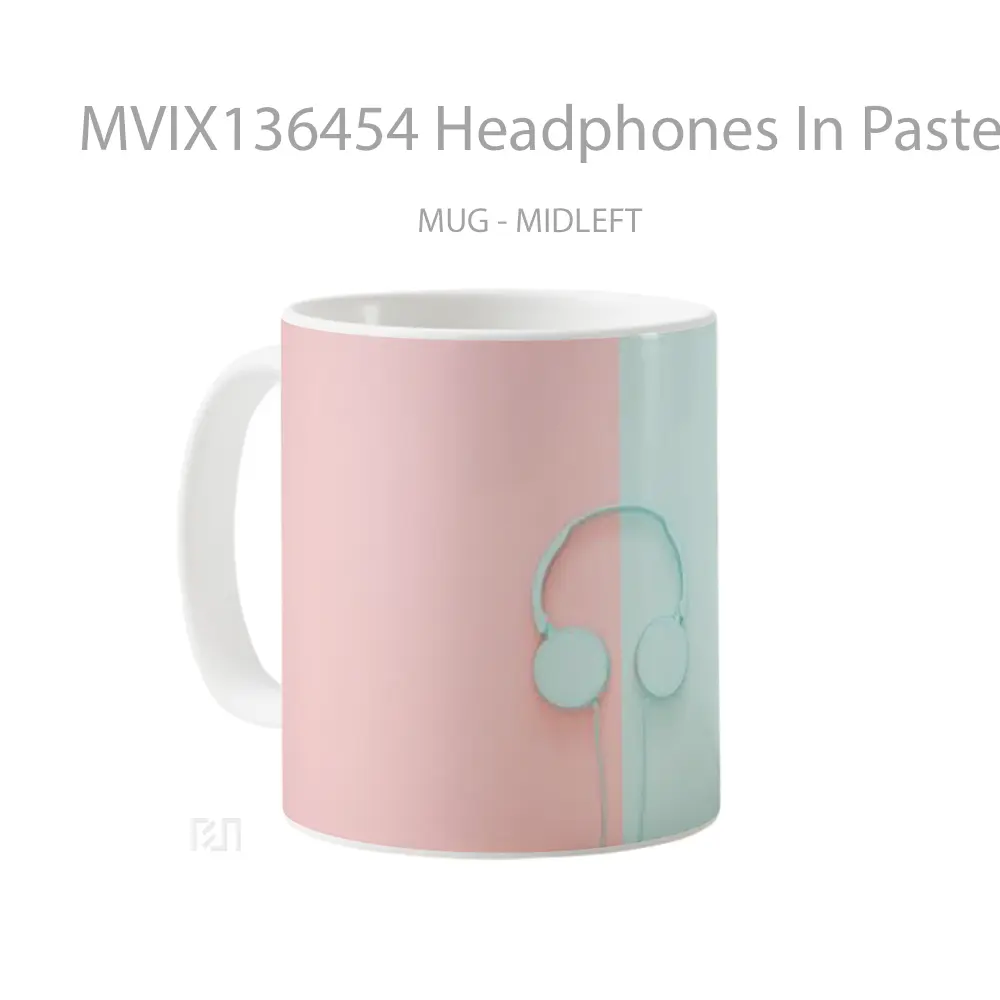 Mug Headphones In Pastel Pink And Blue Gelas Keramik Unik - All-side / Desain