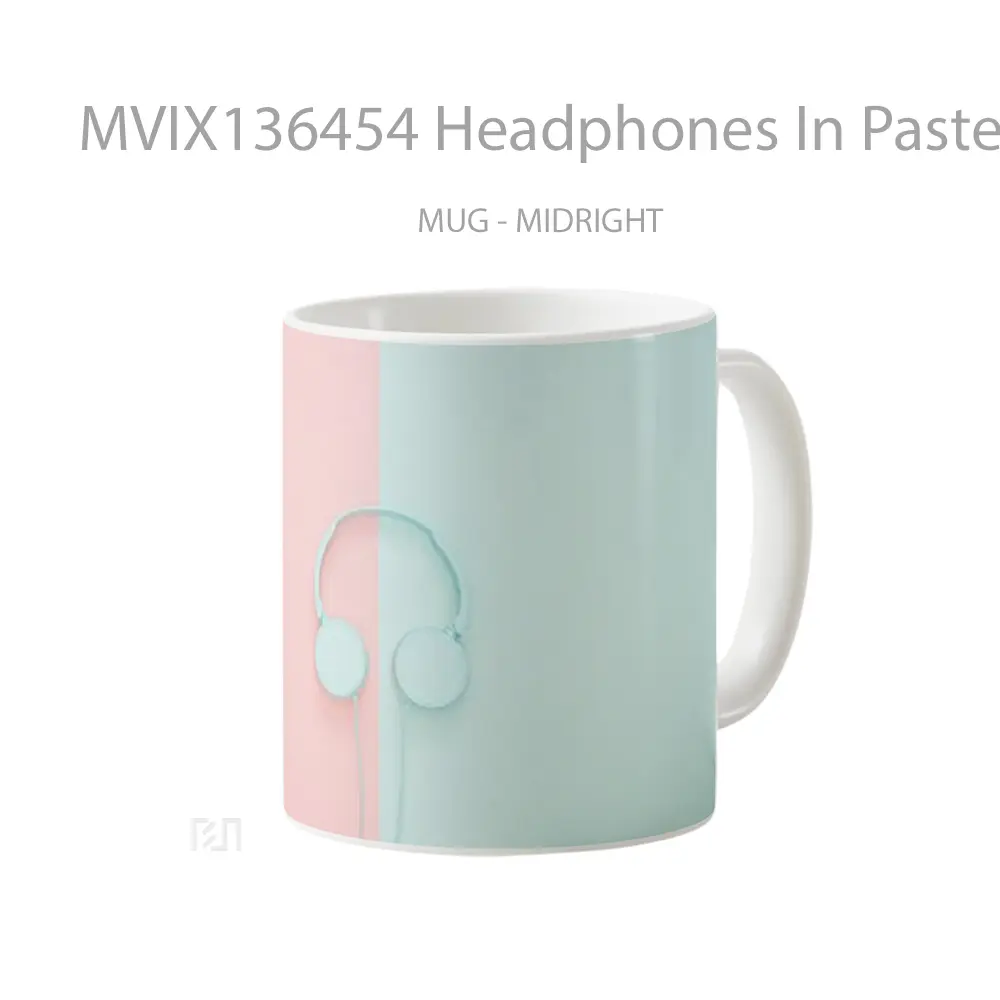 Mug Headphones In Pastel Pink And Blue Gelas Keramik Unik - All-side / Desain