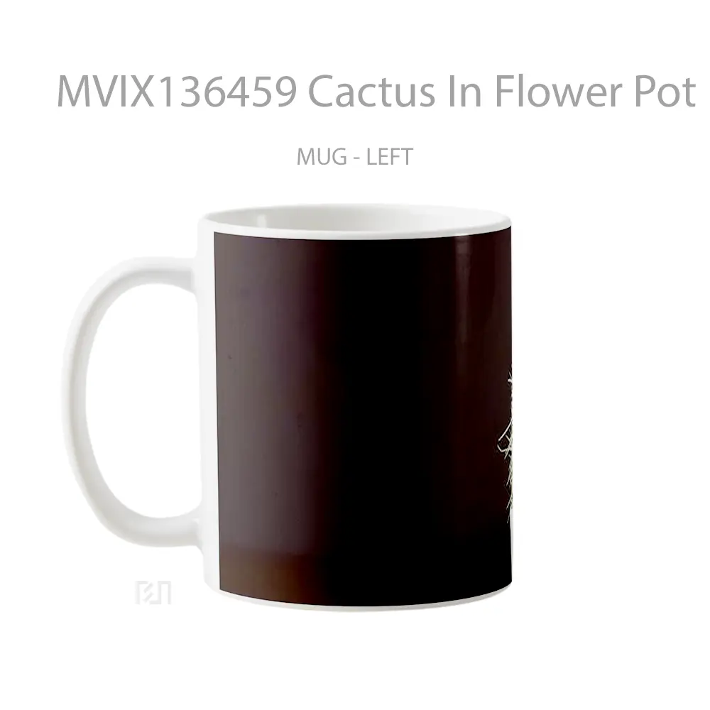 Mug Cactus In Flower Pot Gelas Pemandangan Alam - All-side / Desain