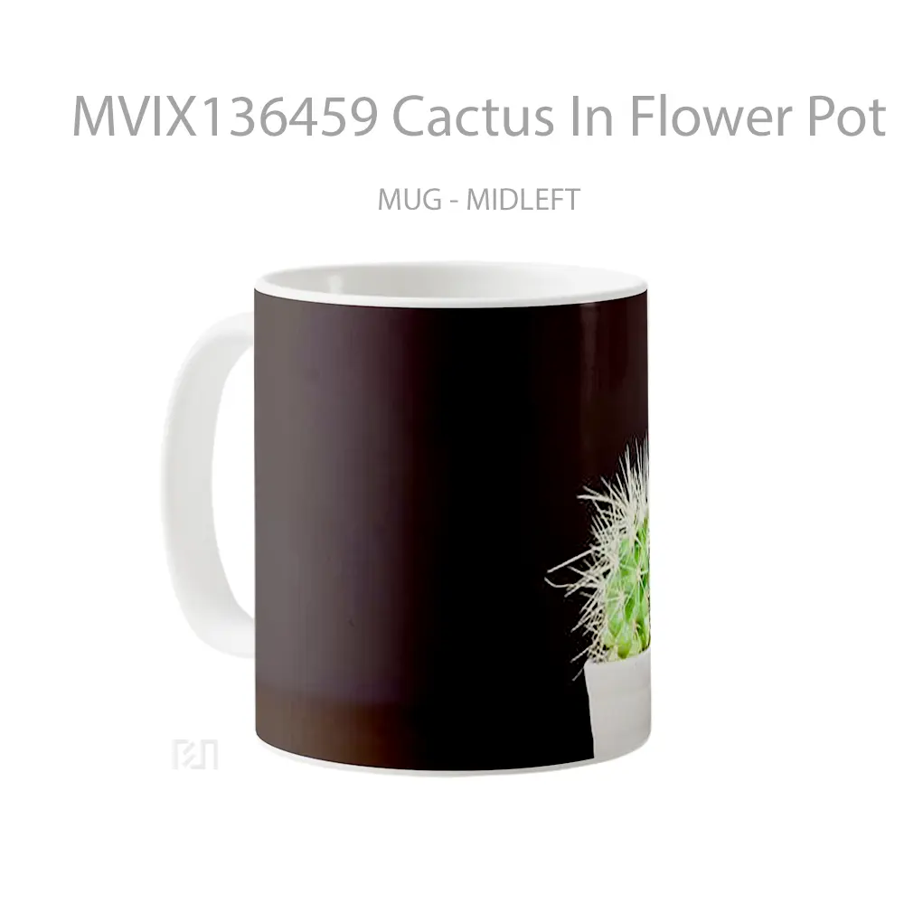 Mug Cactus In Flower Pot Gelas Pemandangan Alam - All-side / Desain