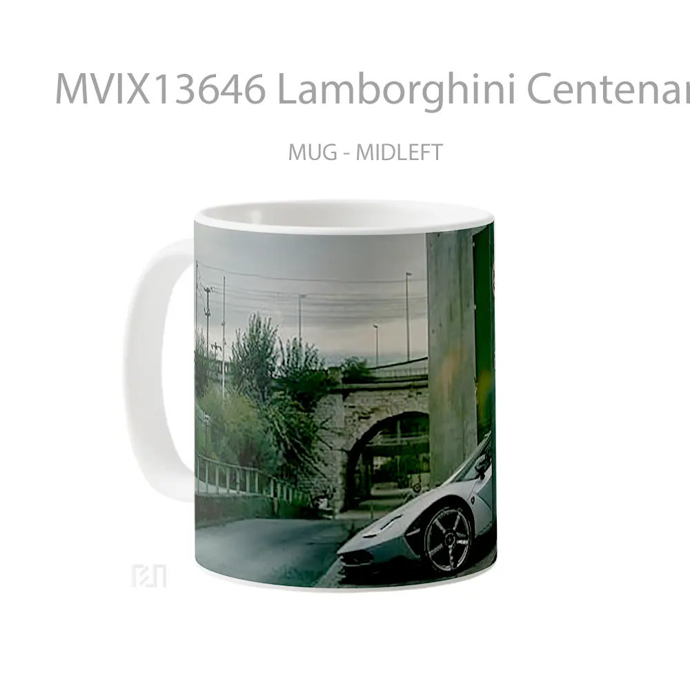 Mug Lamborghini Centenario Silver Cangkir Mobil - All-side / Desain