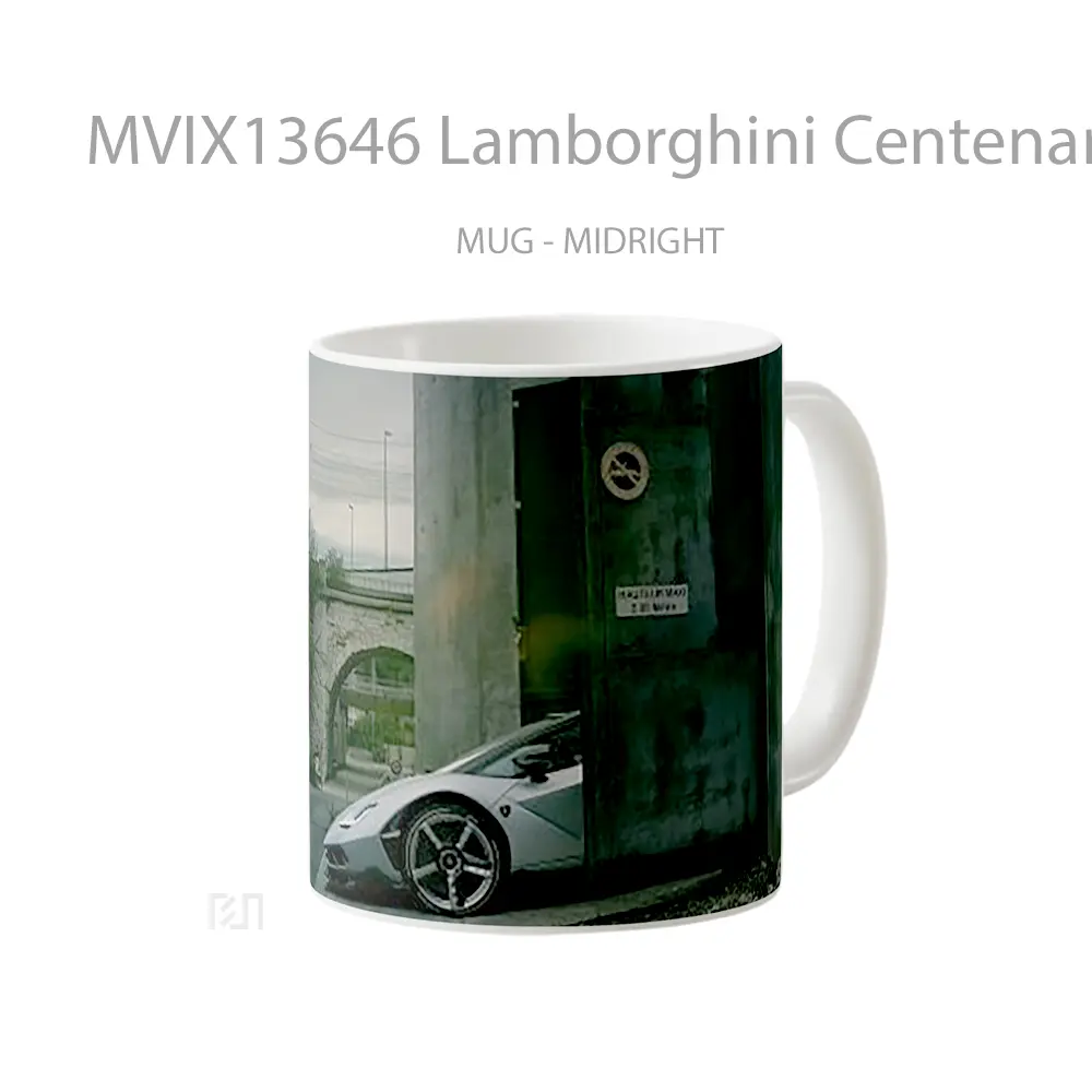 Mug Lamborghini Centenario Silver Cangkir Mobil - All-side / Desain
