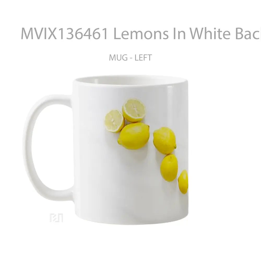Mug Lemons In White Background Gelas Keramik Unik - All-side / Desain
