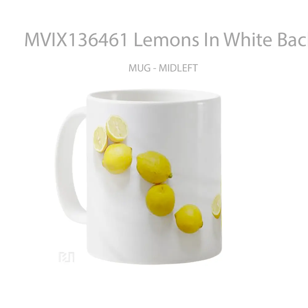 Mug Lemons In White Background Gelas Keramik Unik - All-side / Desain