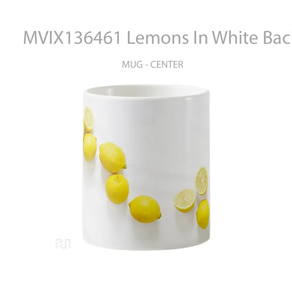 Mug Lemons In White Background Gelas Keramik Unik
