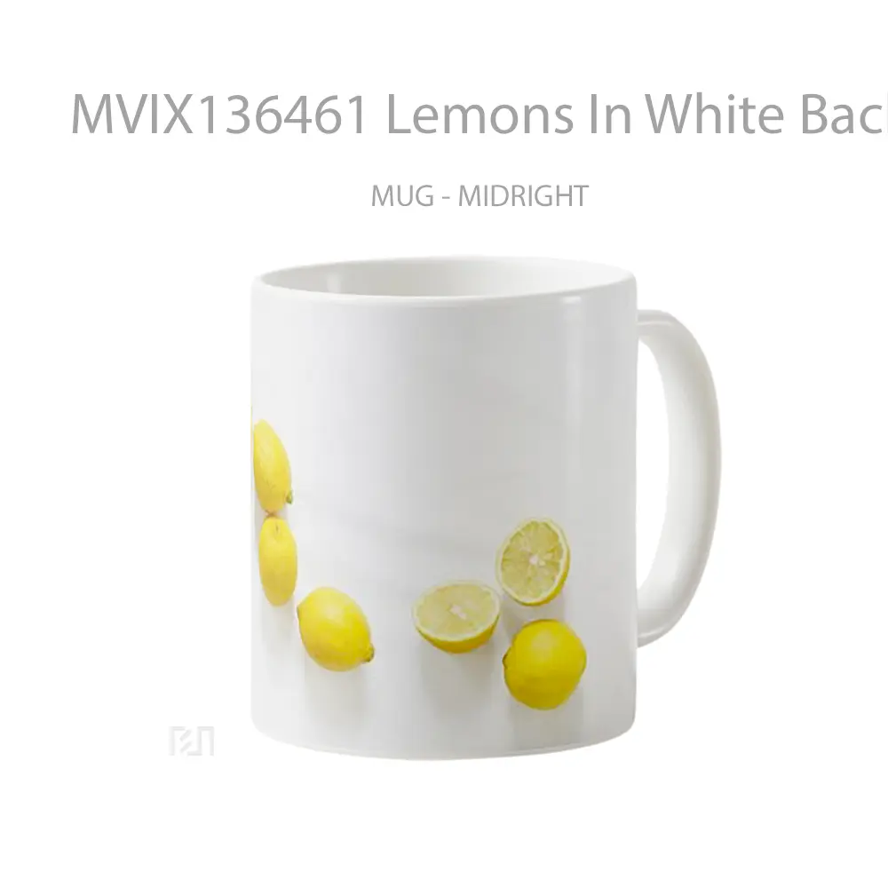 Mug Lemons In White Background Gelas Keramik Unik - All-side / Desain
