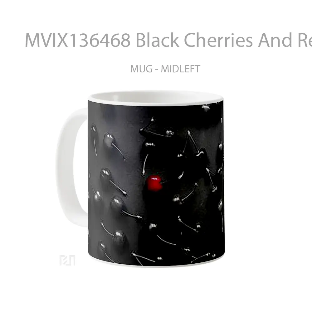 Mug Black Cherries And Red Cherry Gelas Keramik Unik - All-side / Desain
