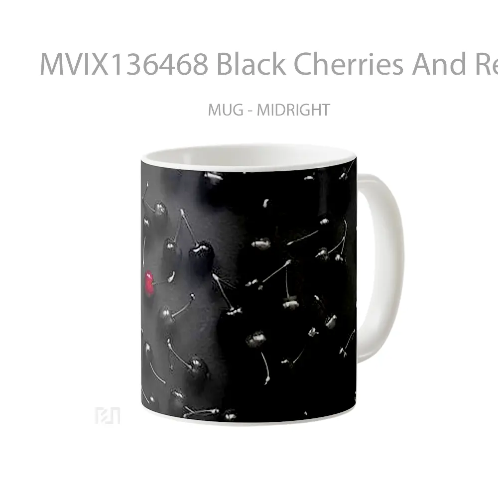 Mug Black Cherries And Red Cherry Gelas Keramik Unik - All-side / Desain