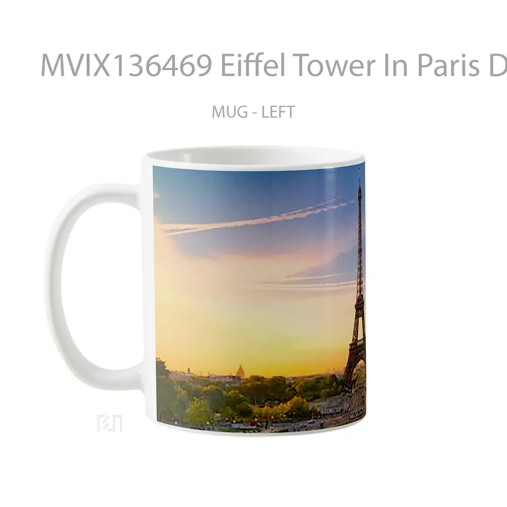 Mug Eiffel Tower In Paris During Sunset Gelas Pemandangan Alam - All-side / Desain