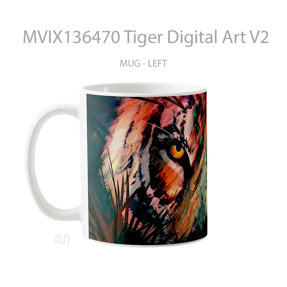 Mug Tiger Digital Art V2 Gelas Hewan Lucu - All-side / Desain